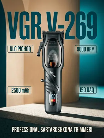 VGR V-269 Professional Sartaroshxona Trimmeri (DLC Pichoq, 2500mAh, 150 daq)