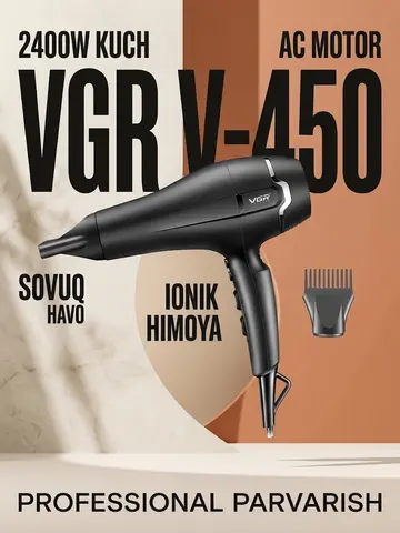 VGR V-450 Fen: 2400W, AI Motor va Ionlash Texnologiyasi