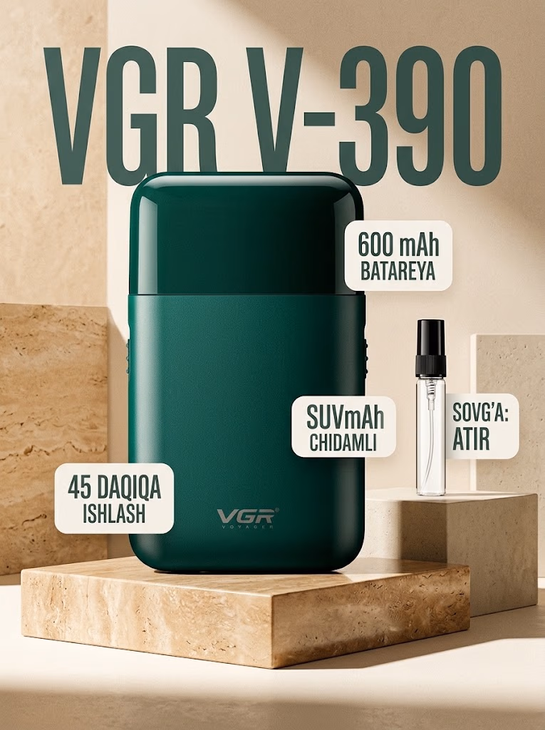 VGR V-390 elektr sifat mashinasi, suv olg'anda ishlaydi, Rolls-Royce, 45 daqiqa, sovg'ada parfyum