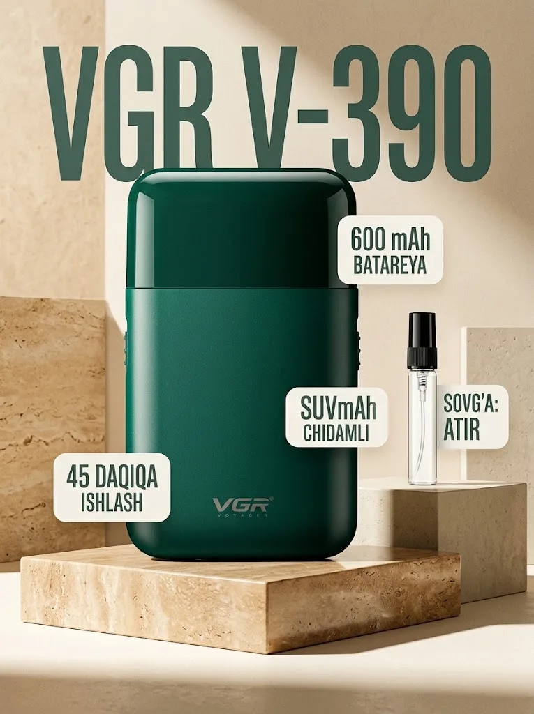Электробритва VGR V-390, влажное бритье, роликовые ножи, 45 мин, парфюм в подарок
