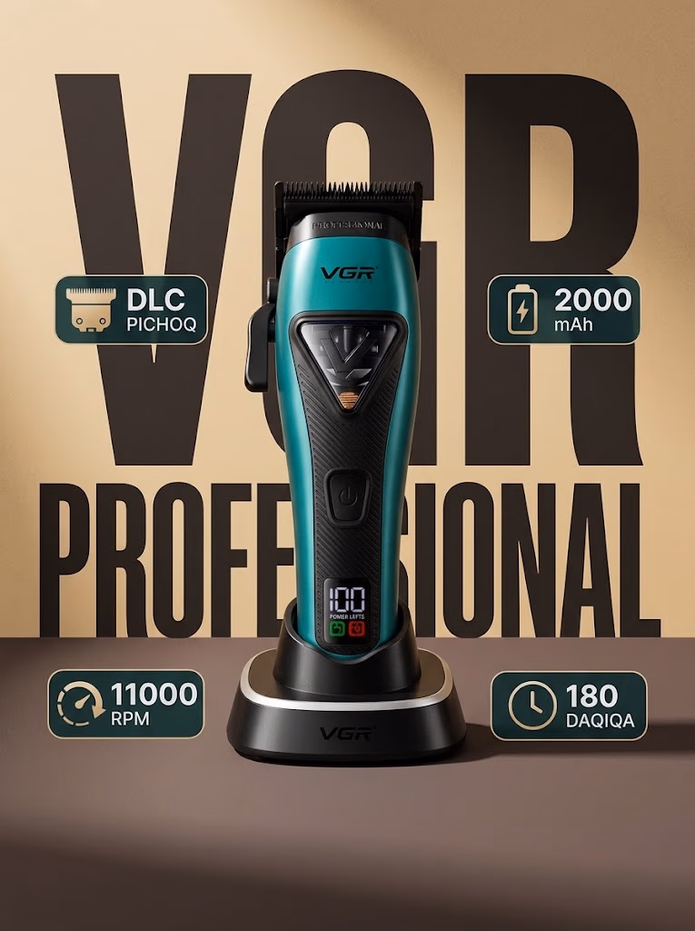 VGR V-035T Soch va soqol trimmeri, 2000mAh batareya, DLC pichoq