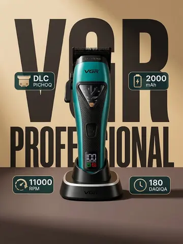 VGR V-035T Soch va soqol trimmeri, 2000mAh batareya, DLC pichoq