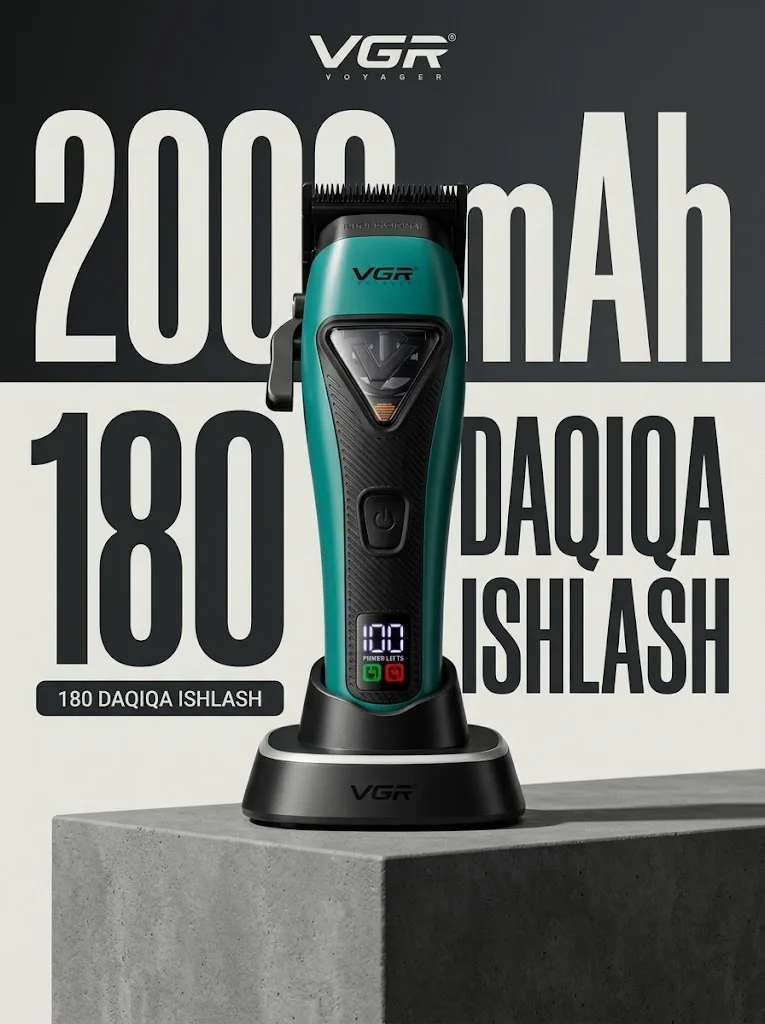 VGR V-035T Soch va soqol trimmeri, 2000mAh batareya, DLC pichoq - 4