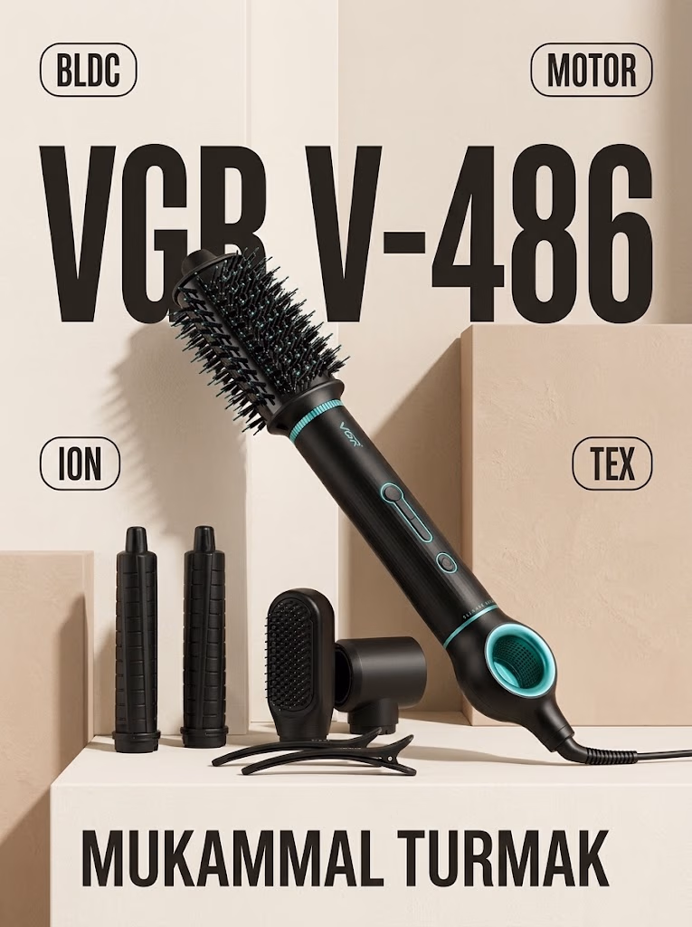 VGR V-486 Issiq havo staileri, BLDC motor, 8 ta nasadka bilan
