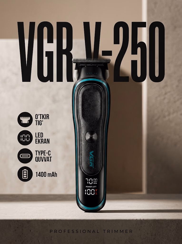 VGR V-250 Professional Soch-Siqoq Trimmeri (1400mAh)