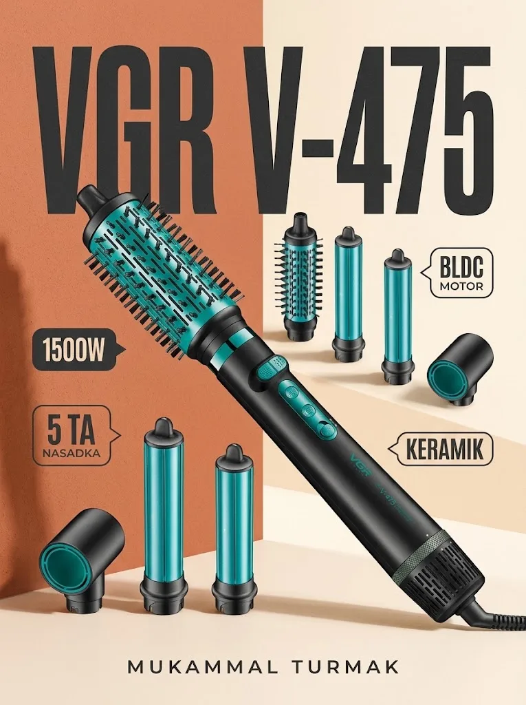 VGR V-475 многофункциональный стайлер: фено-щетка, машинка для волос, керамическая, 1500W