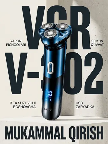 VGR V-302 trimmer: Yapon pichoqlari, 90 kun izli qoplama, USB quvvatli