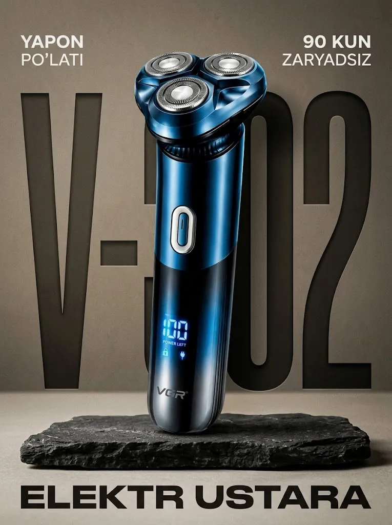 VGR V-302 trimmer: Yapon pichoqlari, 90 kun izli qoplama, USB quvvatli