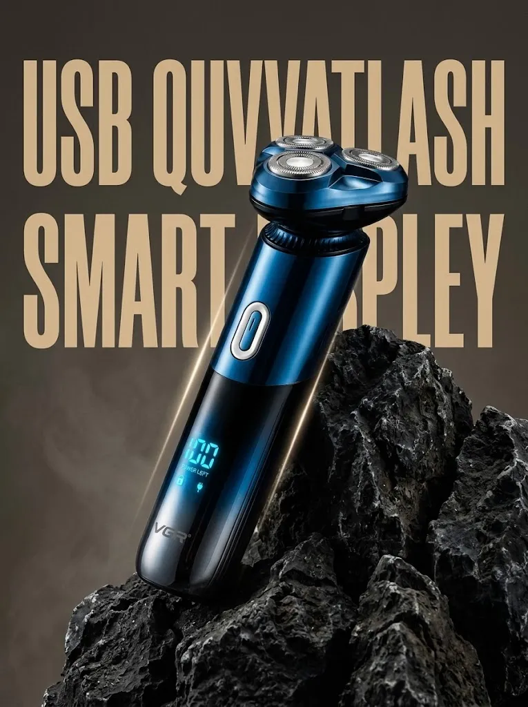 VGR V-302 trimmer: Yapon pichoqlari, 90 kun izli qoplama, USB quvvatli