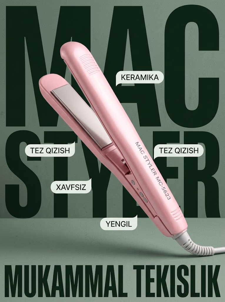 M·A·C STYLER MC-5623 Professional Keramikli Soch To'g'rilagich
