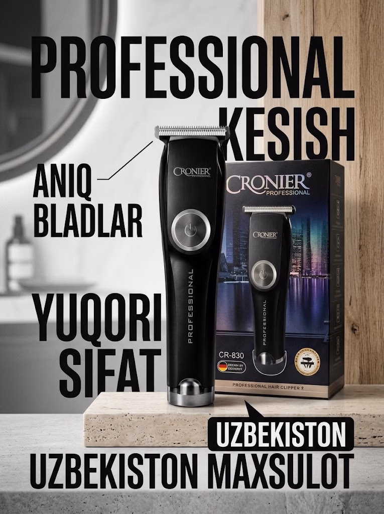 CRONIER CR-830 Professional soch olish mashinkasi, 2000mAh batareya