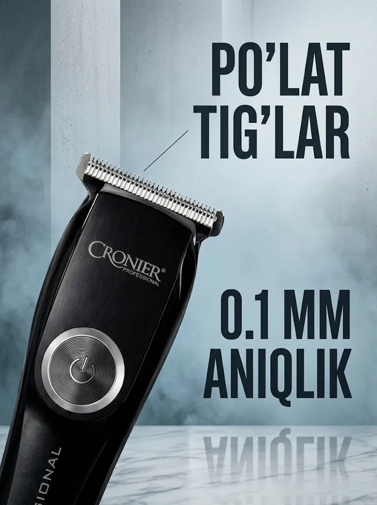 CRONIER CR-830 Professional soch olish mashinkasi, 2000mAh batareya