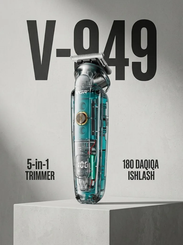 VGR V-949 Trimmer 5v1: Soqol va Burun, 180 daq Ishlash - 2