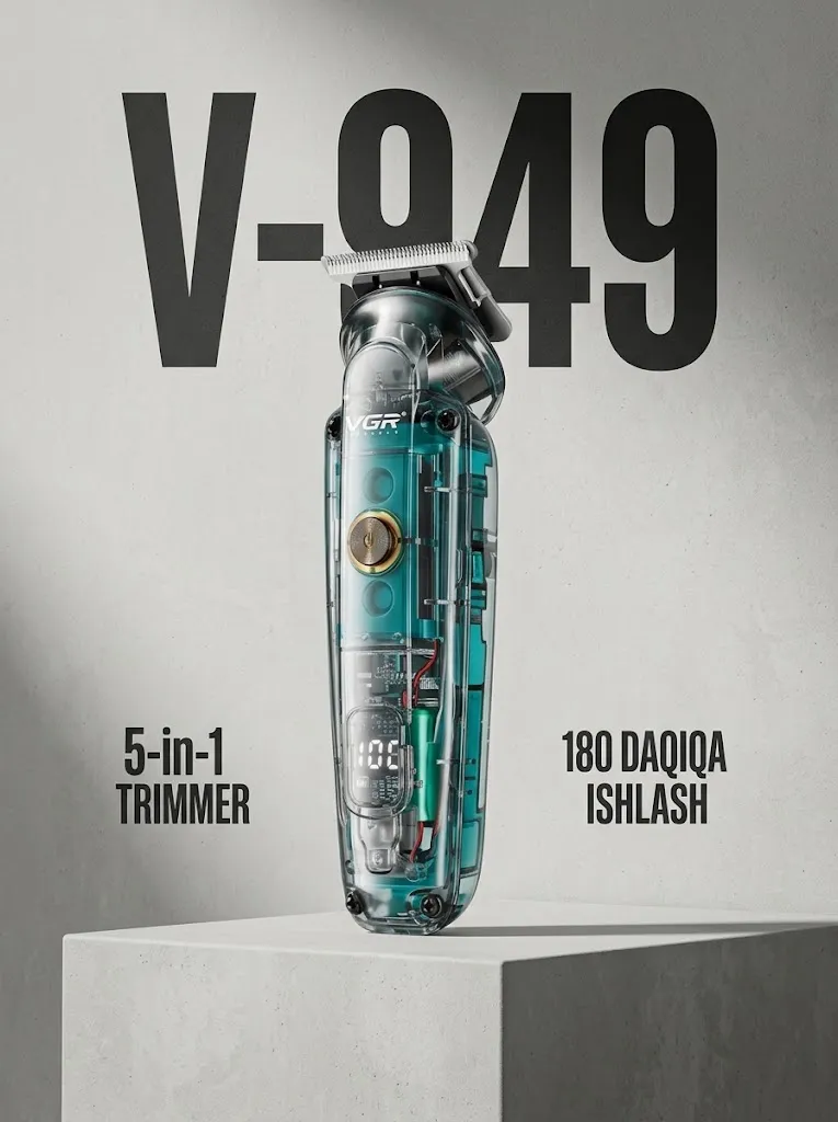 VGR V-949 Trimmer 5v1: Soqol va Burun, 180 daq Ishlash