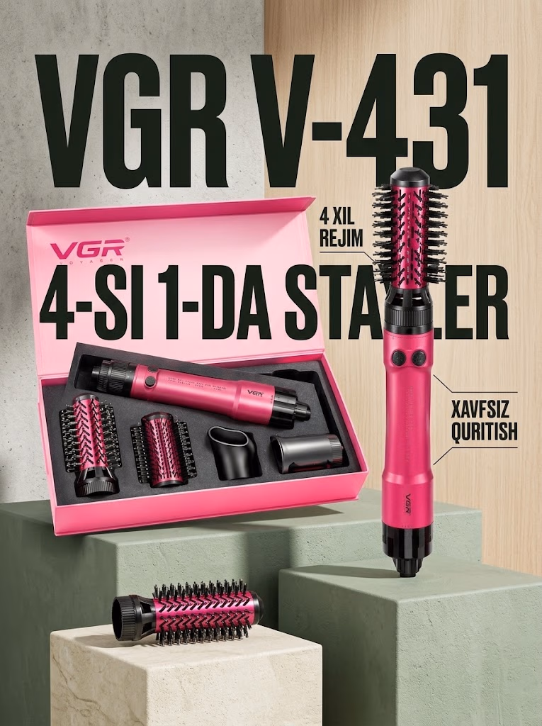 VGR V-431 Fēn-cho'tka: 4-v-1 professional soch turmagi (220V)