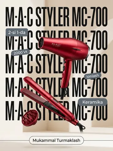 M·A·C STYLER MC-700 Pro+ Fenva Soch To'g'rilagich 2000 Vt Keramika