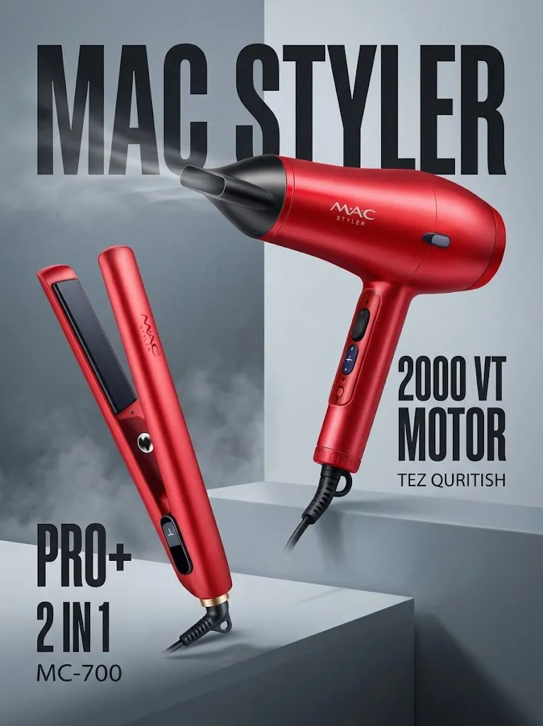 M·A·C STYLER MC-700 Pro+ Fenva Soch To'g'rilagich 2000 Vt Keramika