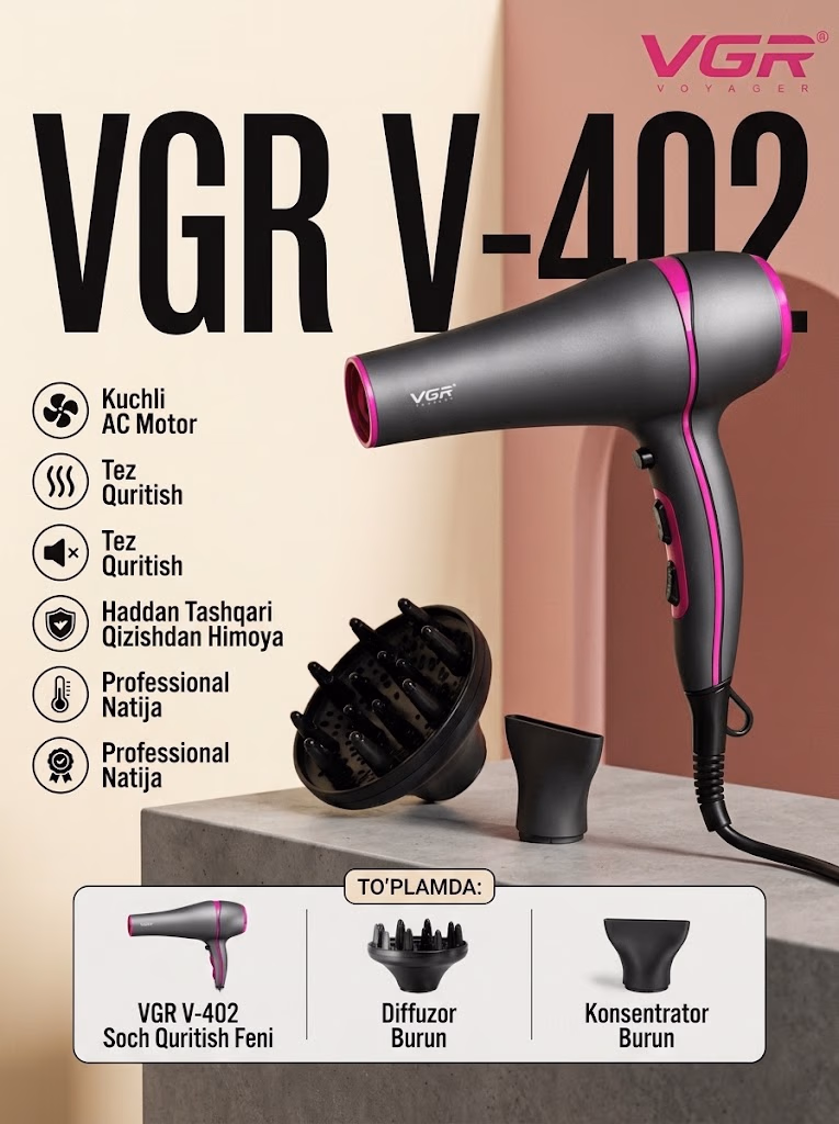 VGR V-402 Professional AC Motorli Soch Quritgich