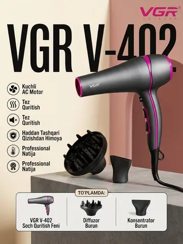 VGR V-402 Professional AC Motorli Soch Quritgich