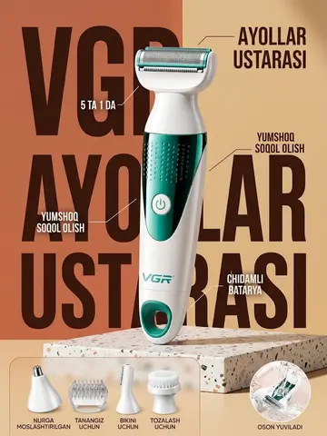 VGR V-720 Ayollar Elektr Ustarasi 5v1 Bikini uchun, 60 daqiqa Ishlash