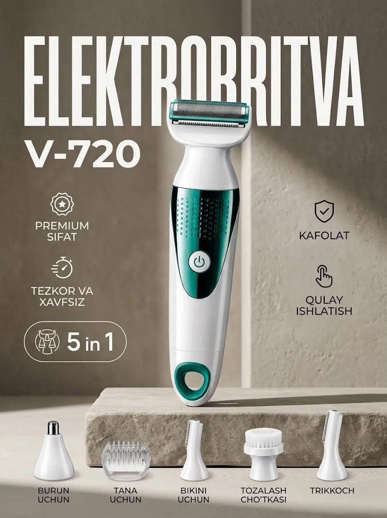VGR V-720 Ayollar Elektr Ustarasi 5v1 Bikini uchun, 60 daqiqa Ishlash
