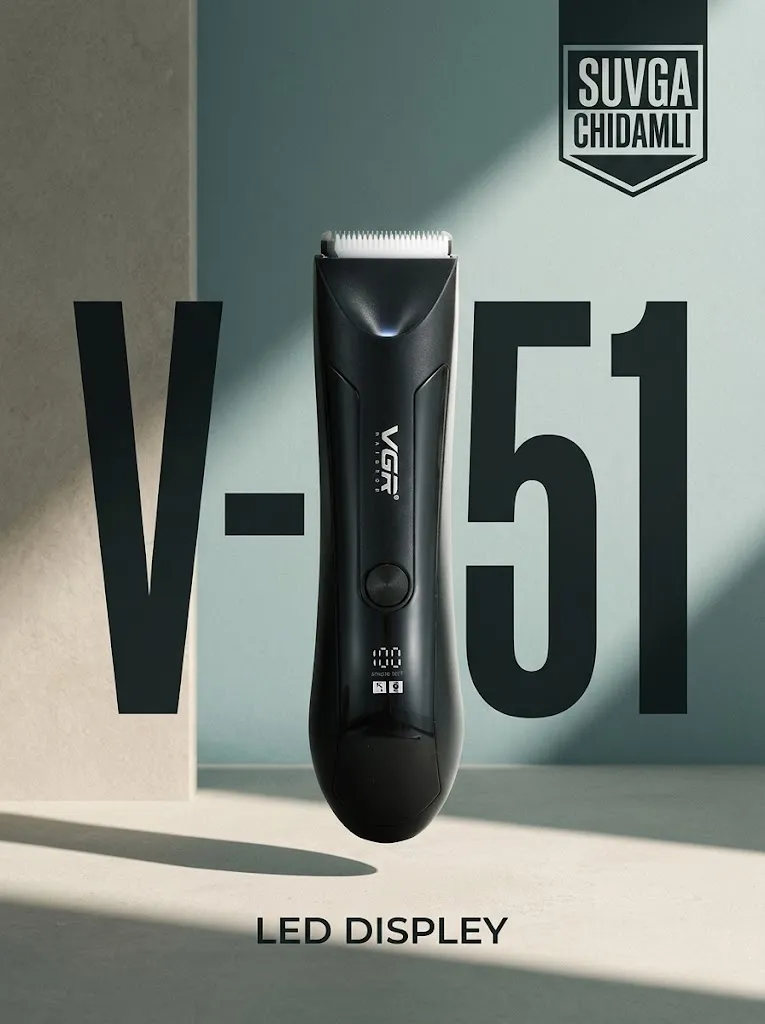 VGR V-951 Butun tana uchun suv o‘tkazmaydigan trimmer, LED displeyli