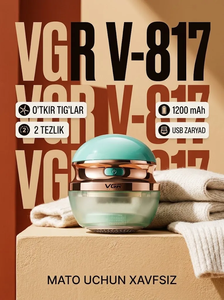 VGR V-817 Akkuikli tikcha tozalash mashinkasi, zanglamas po'latli pichoqlar