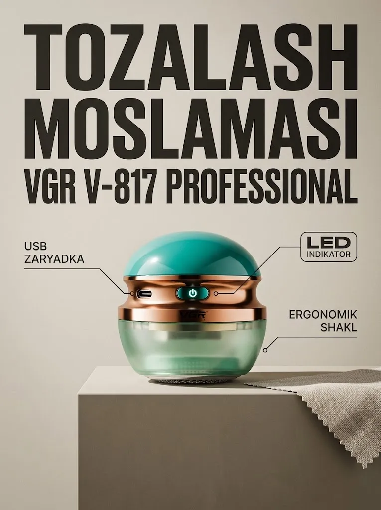 VGR V-817 Akkuikli tikcha tozalash mashinkasi, zanglamas po'latli pichoqlar