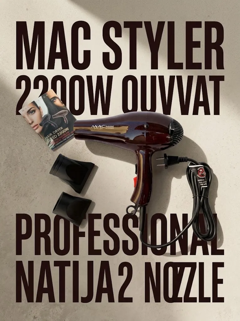 M·A·C STYLER MC-8877 Fen, keramikali qoplama, 2200 W katta quvvat