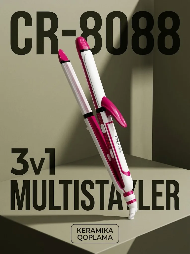 Cronier CR-8088 3в1 Мультистайлер: керамический выпрямитель и щипцы для создания локонов - 2