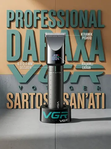 VGR V-698 soch va soqol mashinkasi, keramik pichoq, 2000mAh USB batareya