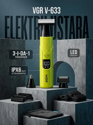 VGR V-633 elektr ustara, 3-in-1 trimmer, USB