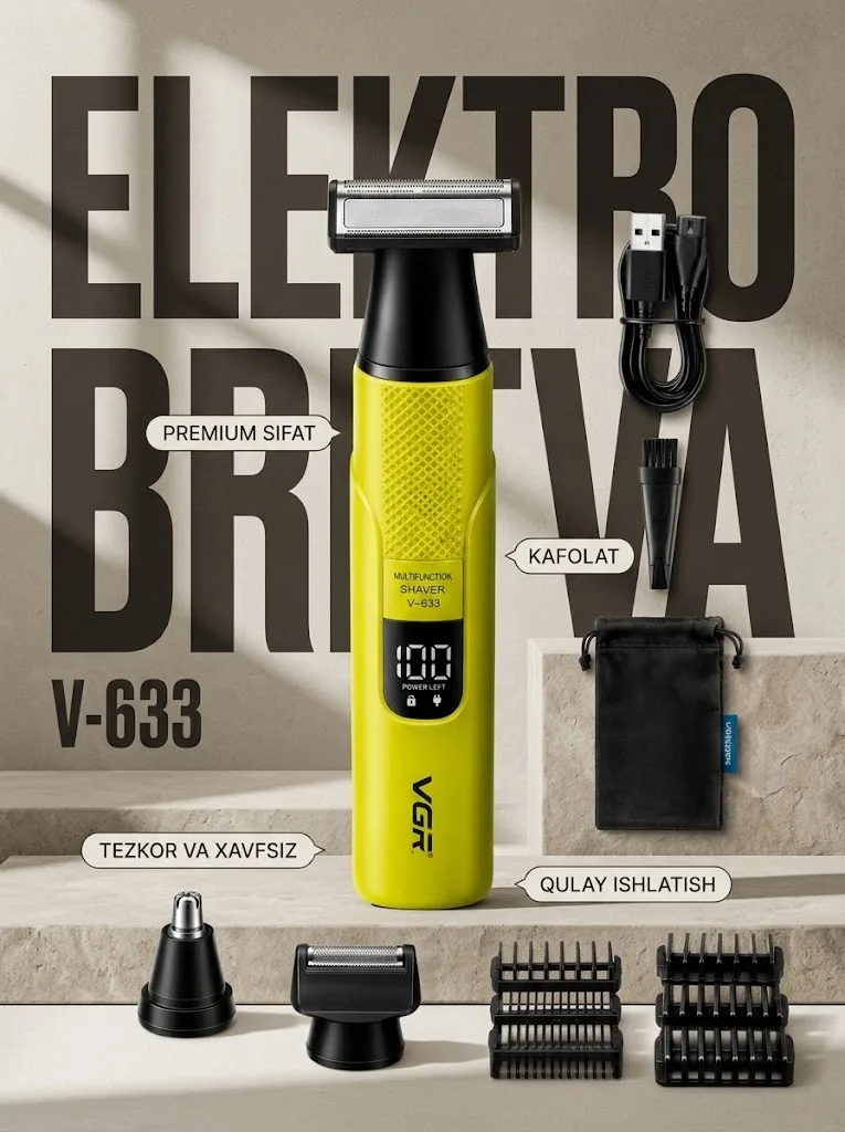 VGR V-633 электробритва, триммер 3в1, USB - 2