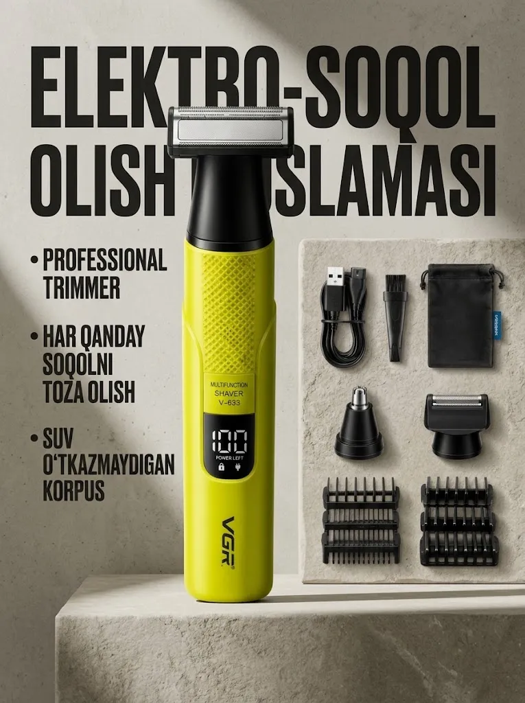 VGR V-633 elektr ustara, 3-in-1 trimmer, USB