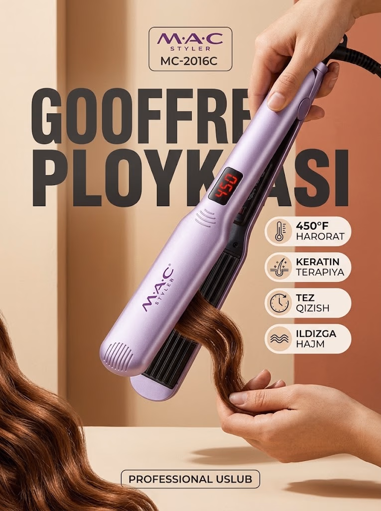 M·A·C STYLER MC-2016C Keratin texnologiyali professional gofre ploykasi