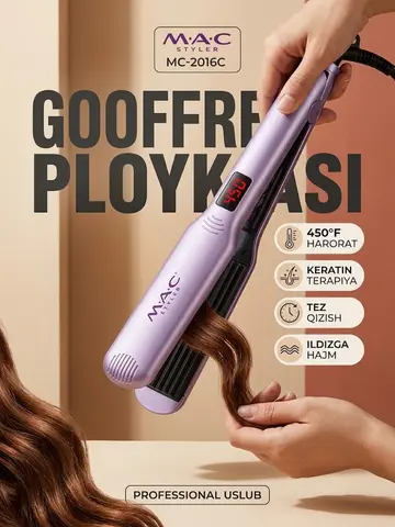 M·A·C STYLER MC-2016C Keratin texnologiyali professional gofre ploykasi