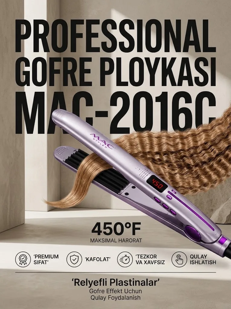 M·A·C STYLER MC-2016C Keratin texnologiyali professional gofre ploykasi - 2