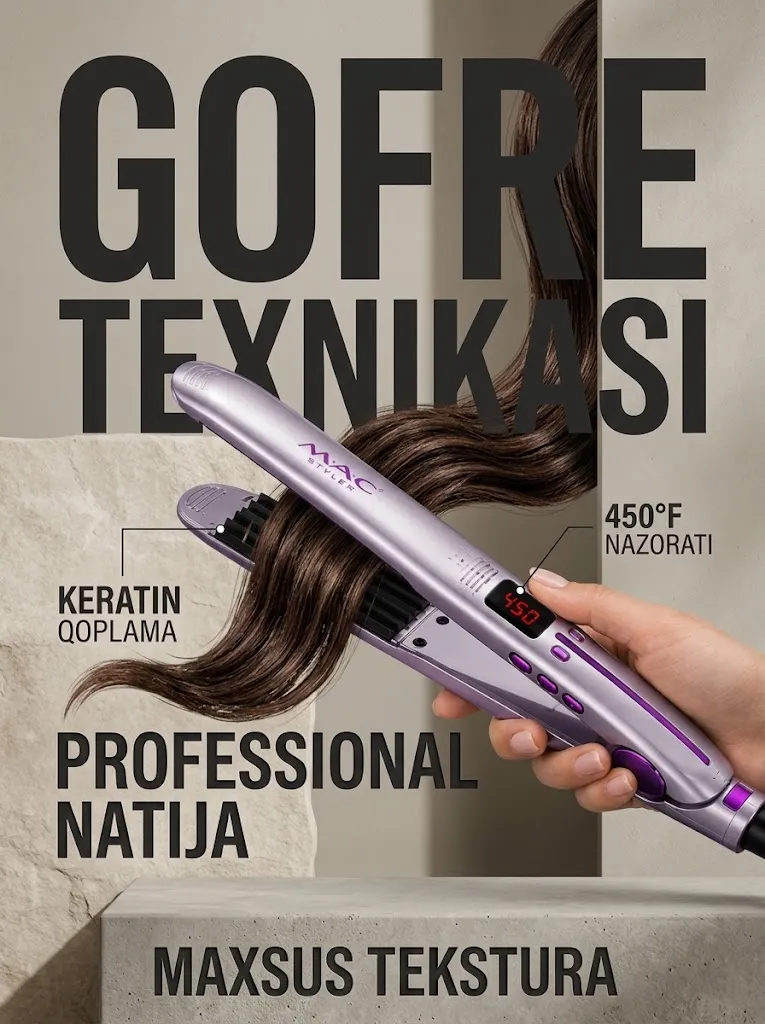 M·A·C STYLER MC-2016C Keratin texnologiyali professional gofre ploykasi