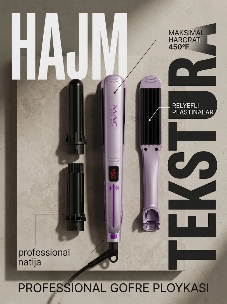 M·A·C STYLER MC-2016C Keratin texnologiyali professional gofre ploykasi