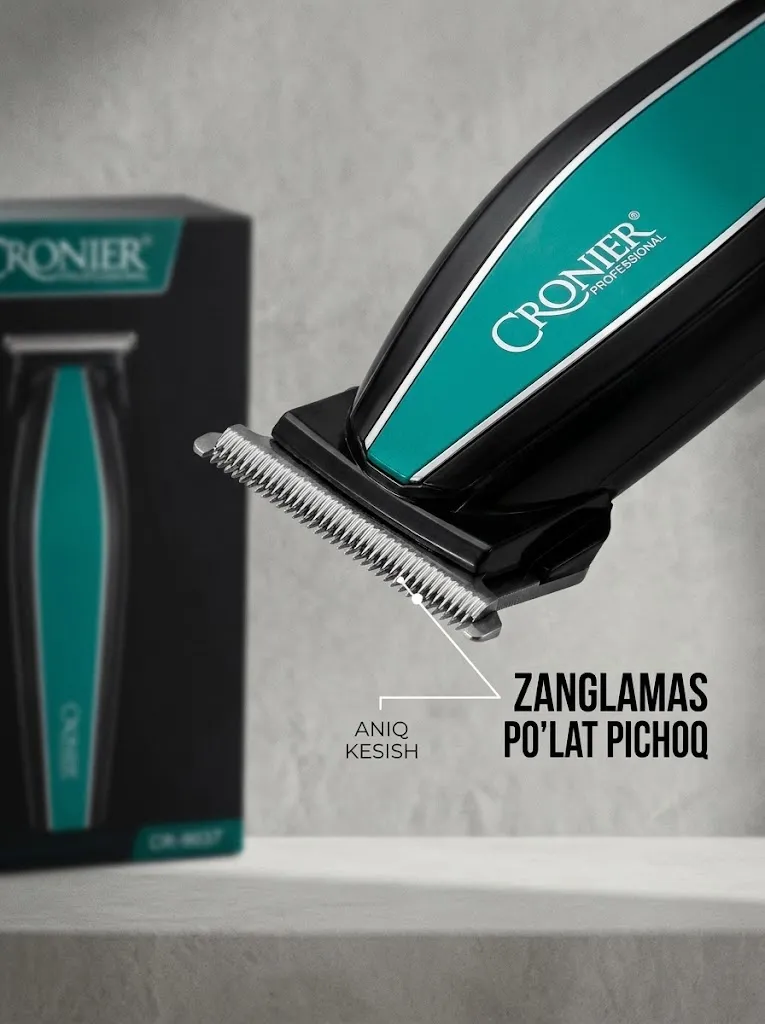 Cronier CR-9037 Trimmer: Zanglamas pichoqli, 90 daq ishlaydigan USB batareya
