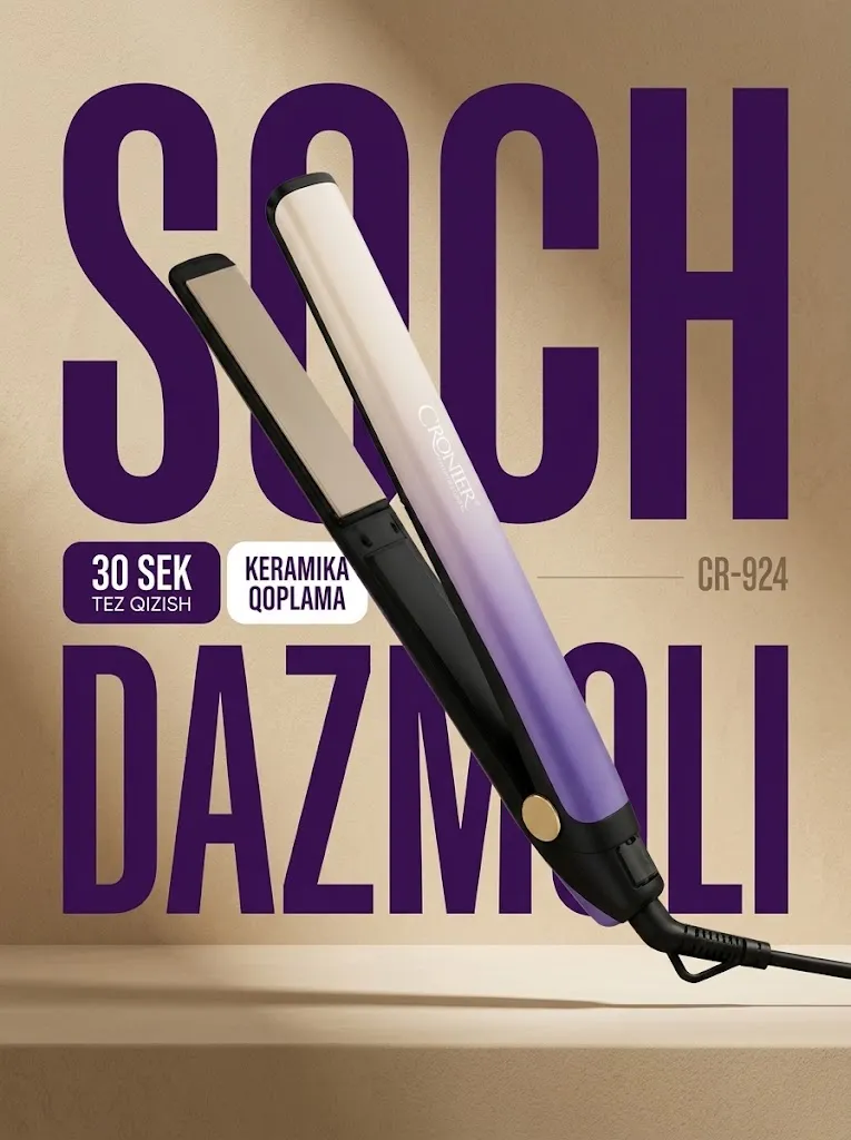 Cronier CR-924 Soch Dazmoli: Keramika Qoplama, 30 Sek Tez Qizish