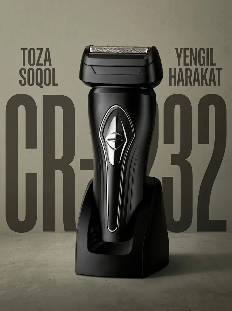 CRONIER CR-1232 электр устари: Zanglamas po'lat pichoqli, yuqori quvvatli soqol mashinasi