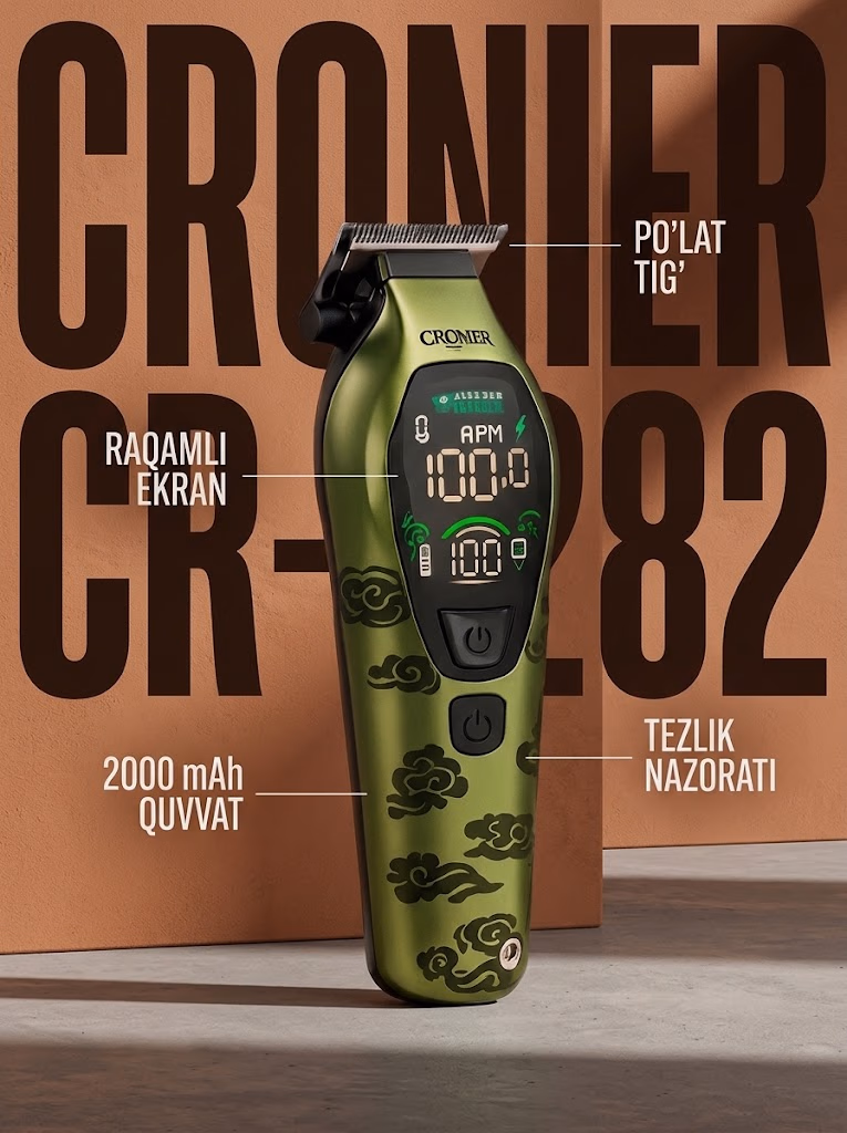 Cronier CR-1282 Soch mashinkasi: Zanglamas po'lat, 2000 mAh Li-Ion, Yashil