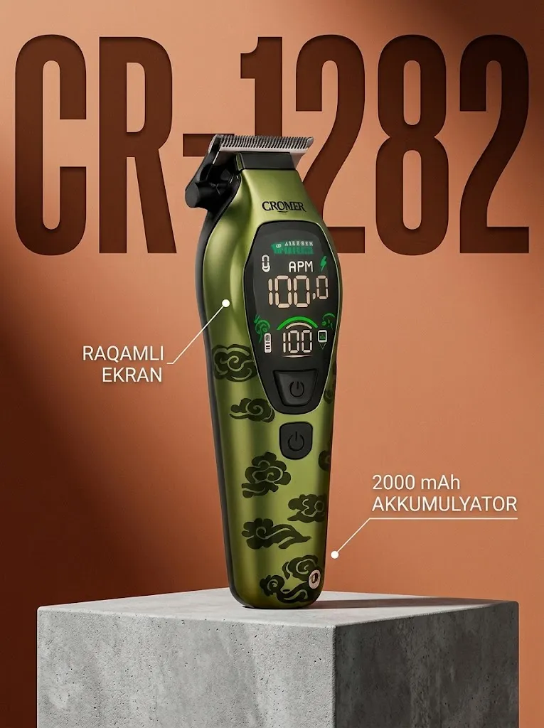 Cronier CR-1282 Soch mashinkasi: Zanglamas po'lat, 2000 mAh Li-Ion, Yashil