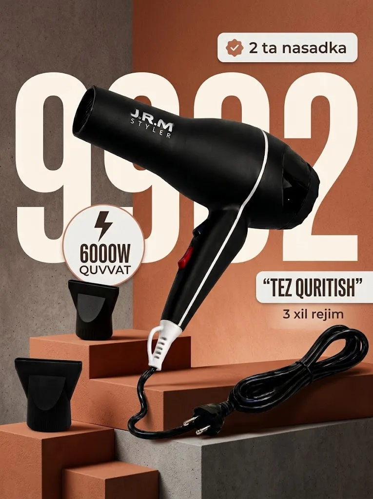 J·R·M STYLER JRM 9902 Professional Fen (6000W, Nashadka & Taroq bilan) - 2