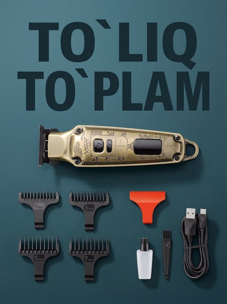 VGR V-901 Professional Trimmer: LED Ekran, 4 Tezlik (7000 RPM), 300 Minut - 5