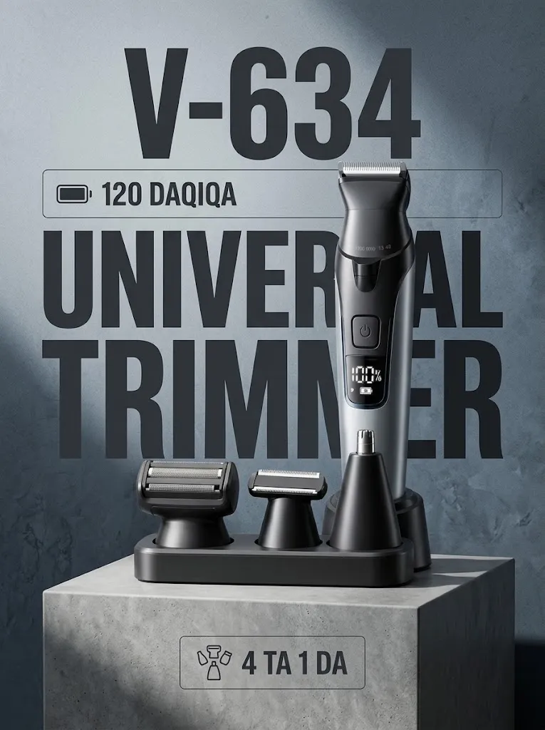 VGR V-634 4v1 trimmer, suv o'tkazmaydigan, 120 daqiqa ishlash vaqtli