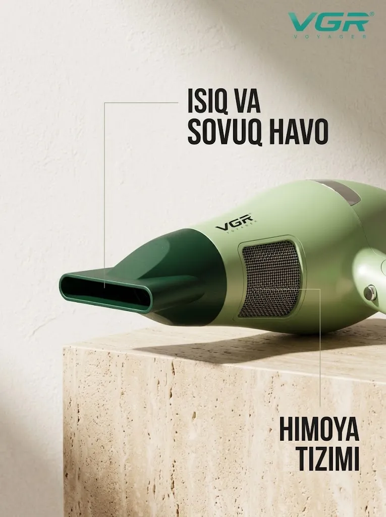 VGR V-432 Professional Fen 1000W Yashil Reng