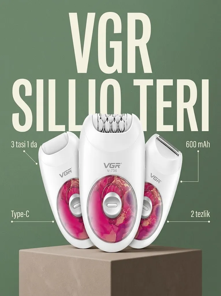 VGR V-736 Epilyator, Type-C, 600mAh, 2 tezlik