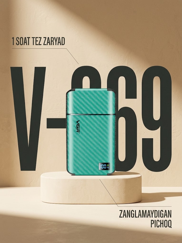 VGR V-369 soqol mashinasi: zanglamaydigan po'lat pichoq, 1 soatda tez zaryadlanadi - 3